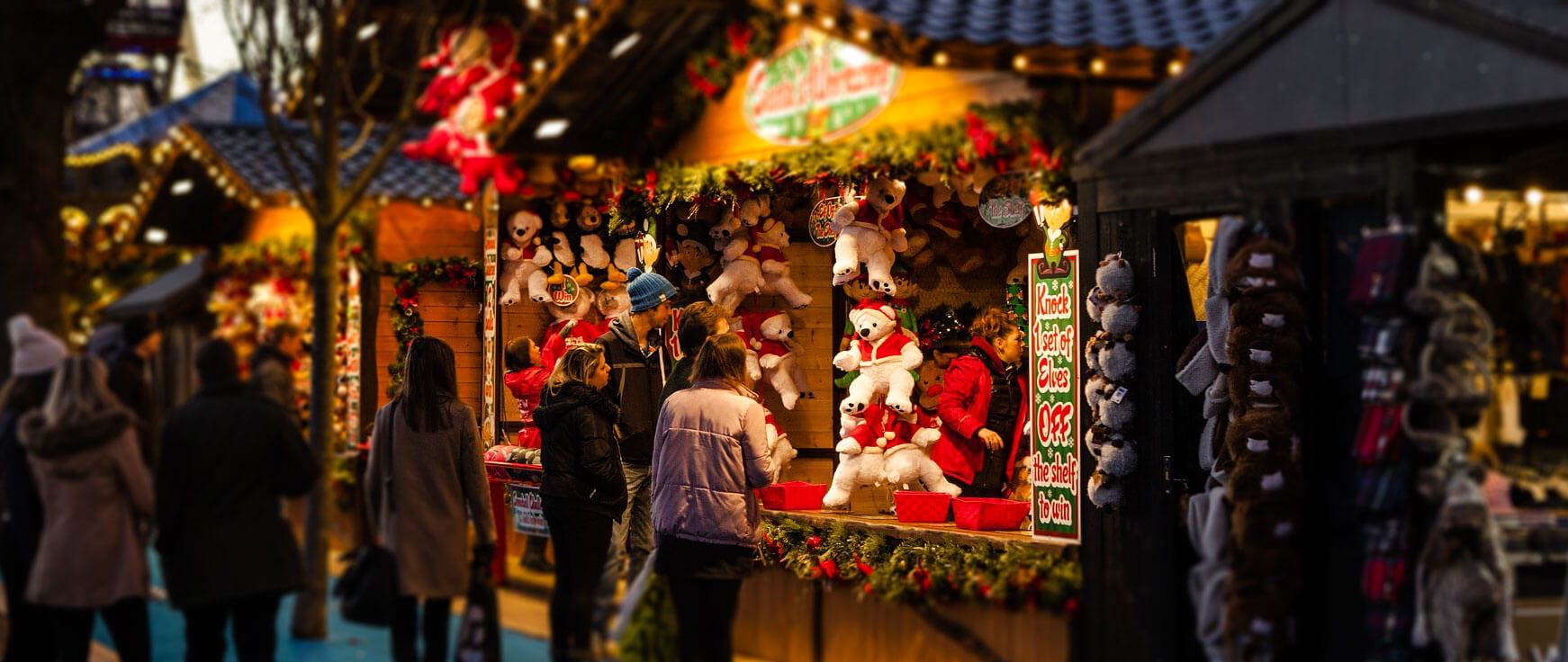 Festive UK Christmas market backdrop
